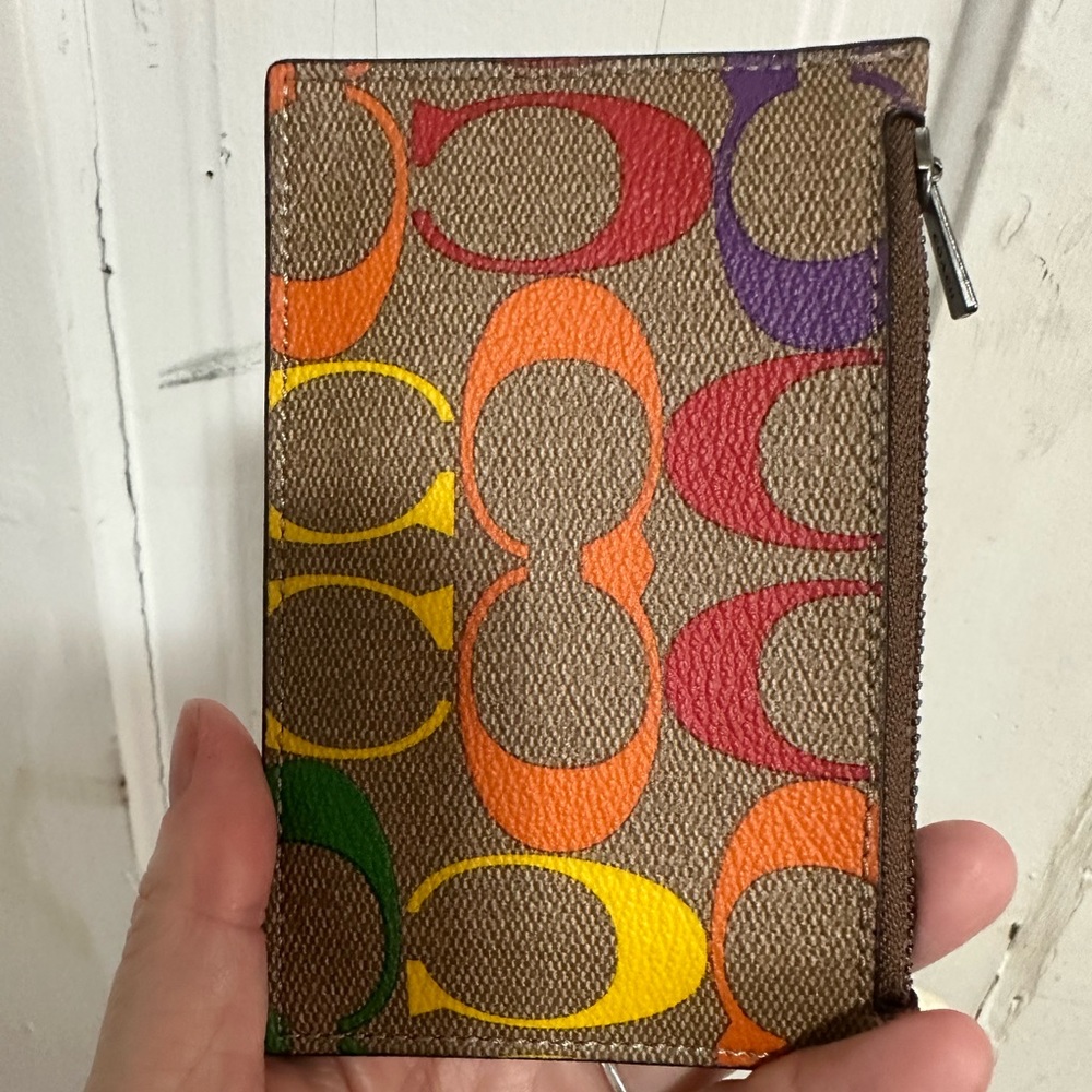 Coach Pride Rainbow card case card case wallet khaki zip